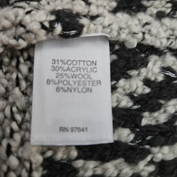 J. Jill Sweater Fringe Trim Cardigan Cotton Wool Black Western Chunky Boho Small - Picture 10 of 12